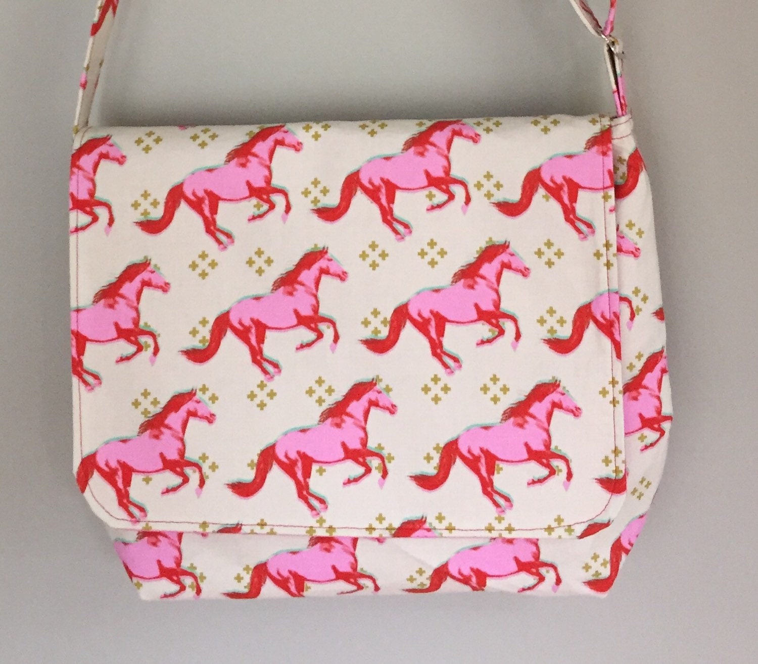 Horse Lovers Messenger Bag Mustang Horse Bag Pink by ActiveBrit