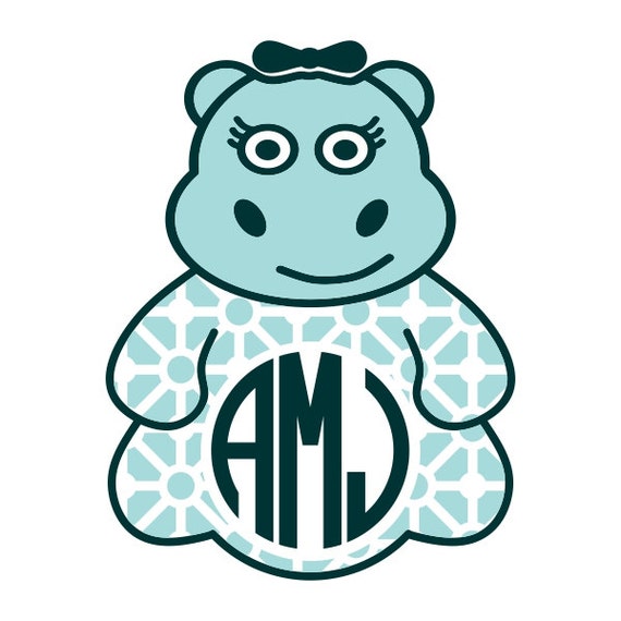 Download Hippo Hippopotamus Designs Monogram Pack SVG DXF by ...