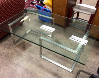 Milo Baughman for Directional Chrome Flatbar Coffee Table