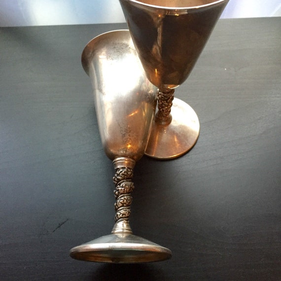 Valero Spain Vintage Silver Plated Wine Goblets set of 2