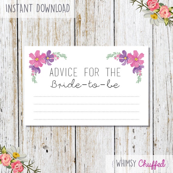 Advice for the Bride Card Printable