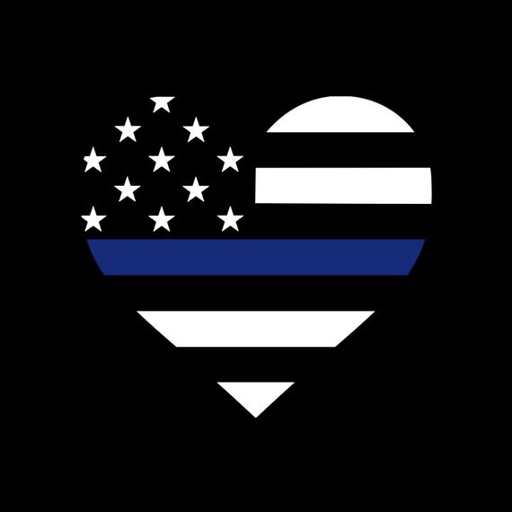 Items similar to Thin Blue Line American Flag Heart | Police Officer ...