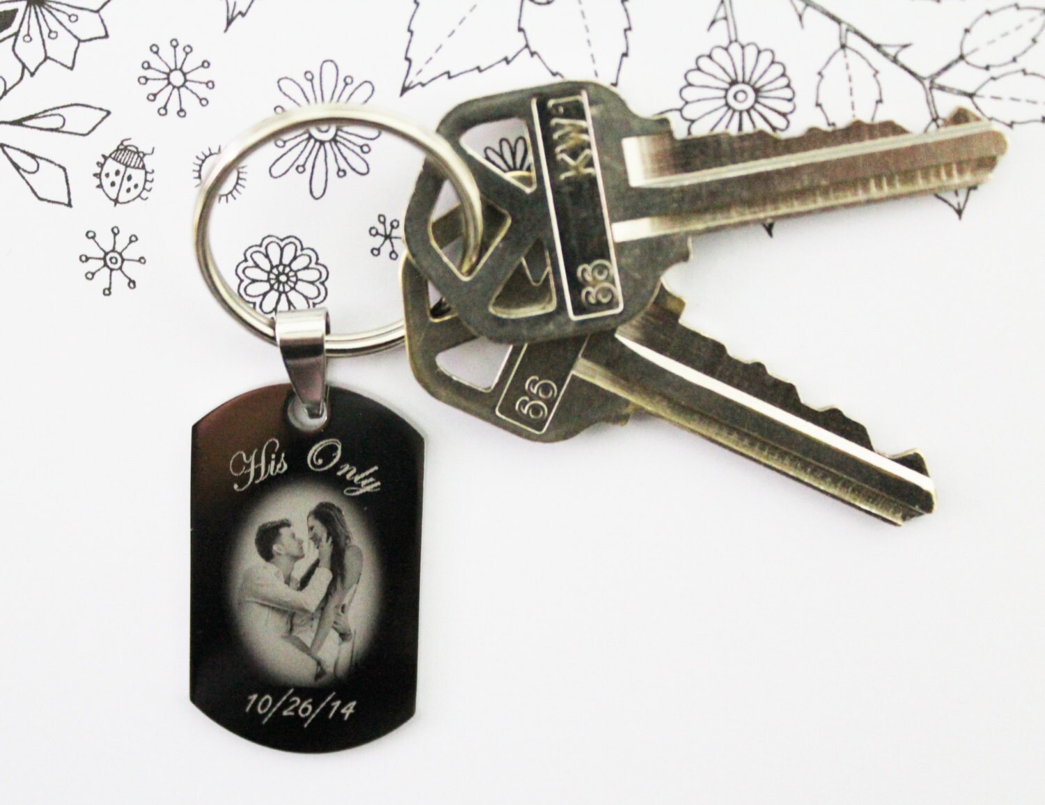 Personalized Engraved Tag Key chain Pendant Custom Stainless