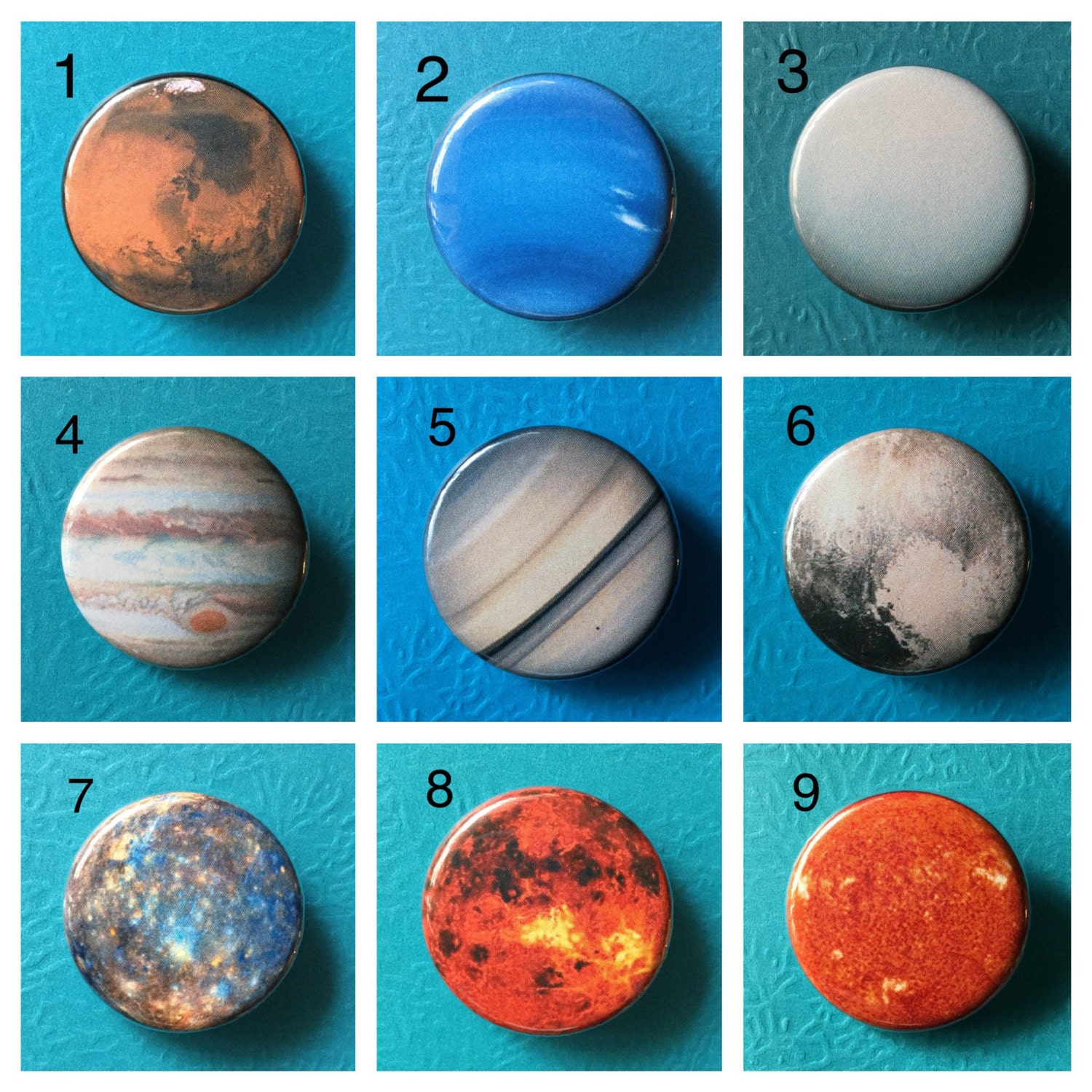 Planet buttons / Planet fridge magnets / Astronomy buttons