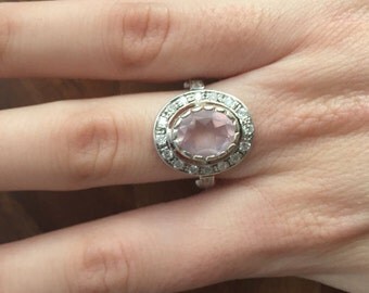 Made to Order, Rose Quartz Ring, Pink Ring, Natural Rose Quartz, Vintage Ring, Sterling Silver Ring