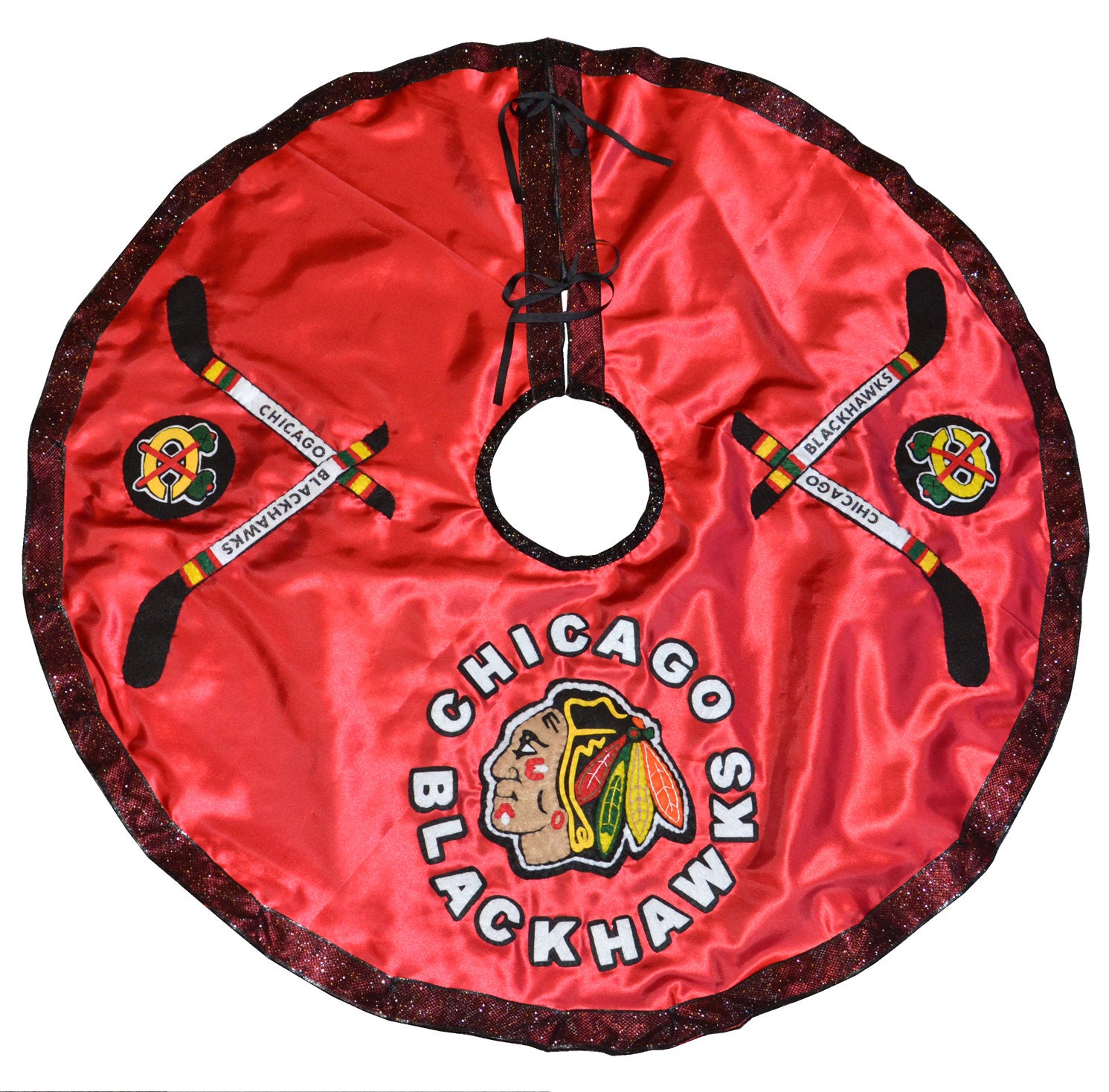chicago blackhawks hockey christmas tree skirt chicago blackhawks hockey christmas tree skirt