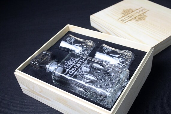 personalized whiskey decanter set with box
