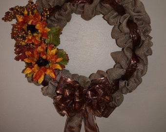 Burlap Wreath, Fall Wreath, Door Hanger