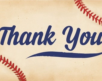 Baby Shower Thank You Cards, Baseball Thank you