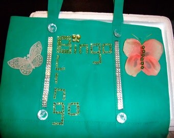 Large Bingo Blingo Canvas Bingo Tote Bag - Bingo Bag - Bingo Tote Bag - Bingo Dauber Bag