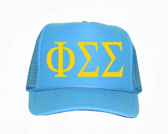 Phi Sigma Sigma Trucker Hat, Phi sigma sigma Sorority Trucker Hat, Greek Letter Glitter Trucker Hat, Greek Sorority hat, phisigmasigma