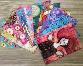 POSTCARDS SET of 10 ~ mini prints of original mixed media artworks by Amanda Stelcova