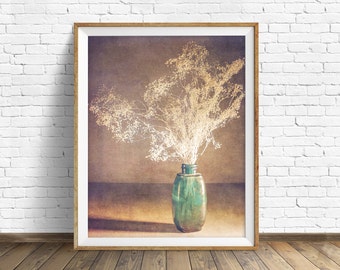 botanical print, flowers, large art, large wall art, instant download printable art, digital download, instant download - "Vintage Blue"