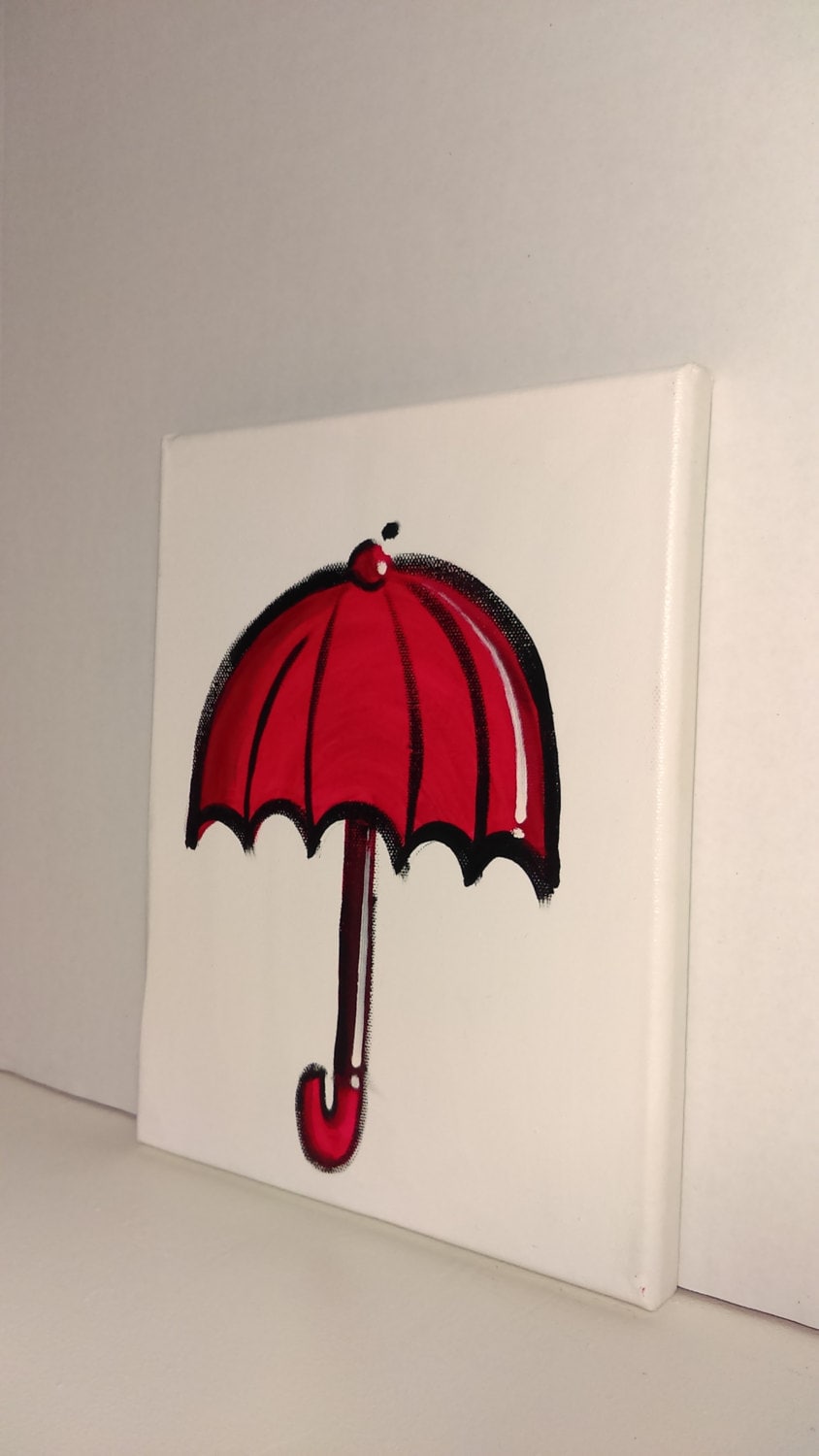 Red umbrella canvas art by Canvasforu on Etsy
