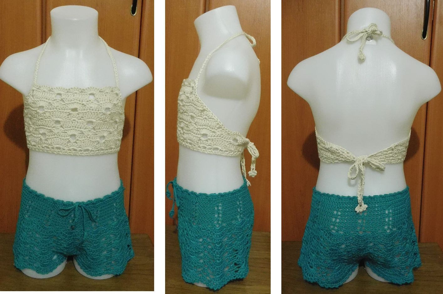 16016 Crocheted shorts and top Crocheted set for girls