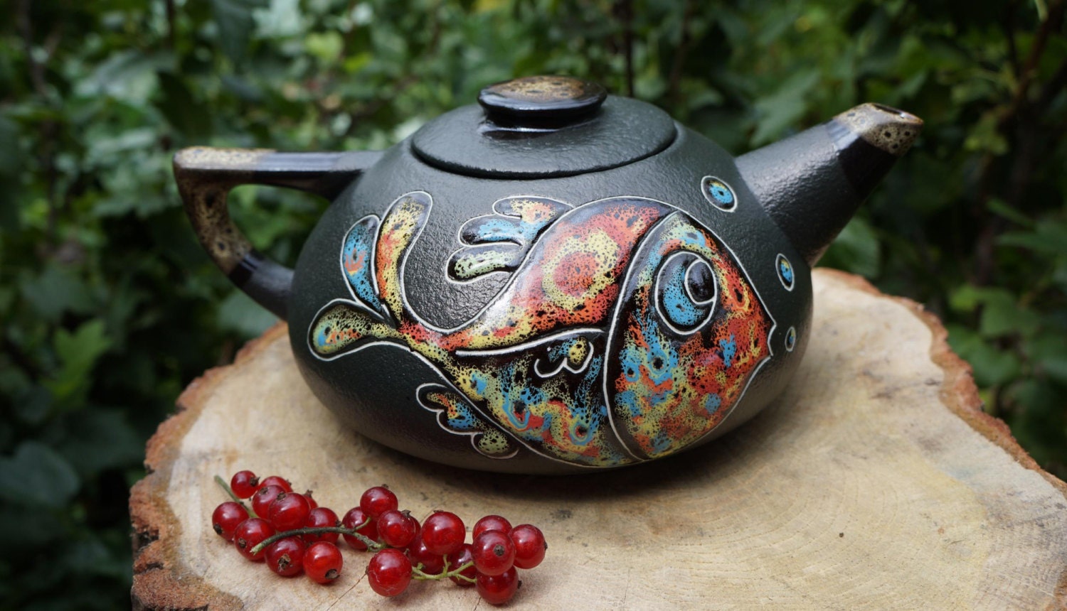 Christmas gift her Ceramic teapot Fish Ceramic by CeramaStudio