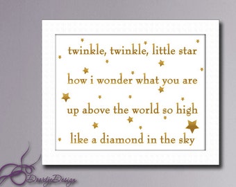 Wall art Gold Twinkle Twinkle little star, Wall art Nursery, Instant Download, Wall art quotes, Printable quotes, Nursery Prints