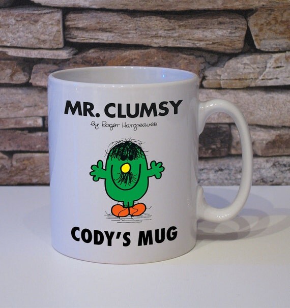 personalised mr clumsy mug mr men little miss great by personalised mr clumsy mug mr men little miss great by