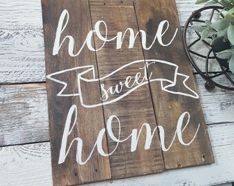 Home Sweet Home Wooden sign, Home Decor, Housewarming Gift, Gallery Wall Art, Fireplace Mantel Decor, Wedding Gifts, Wooden Art, Pallet Sign