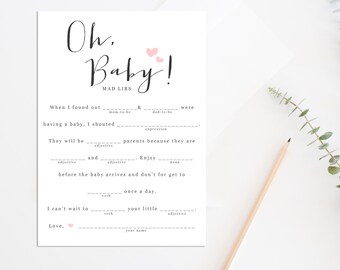 Baby Shower Mad Libs, Printable Baby Shower Game, Baby Shower Fill in the Blanks, Advice for Mommy Cards