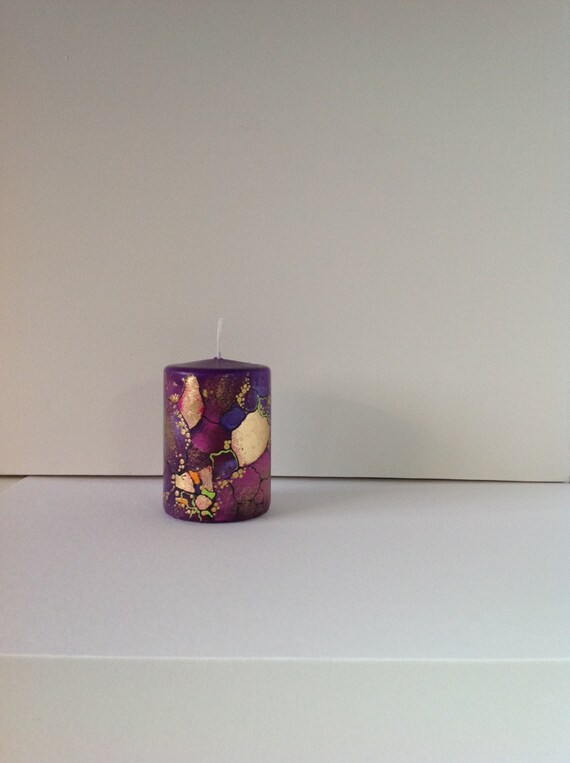 Wax candle. Hand painted with high quality acrylic paint and