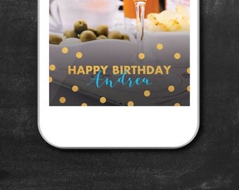 Snapchat Filter Birthday, Snapchat Geofilter, Birthday Geofilter, Snapchat Birthday, Snap Filter, Birthday Filter, Circles, Gold, Blue