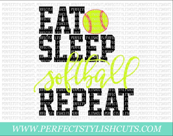 Download Eat Sleep Softball Repeat SVG DXF EPS png Files for