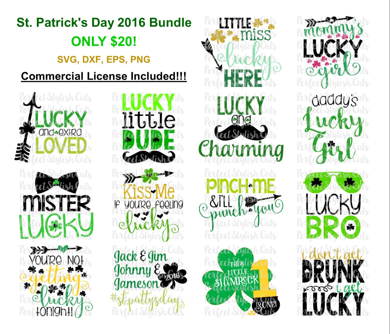 Download St Patrick's Day Designs Bundle SVG DXF EPS png Files