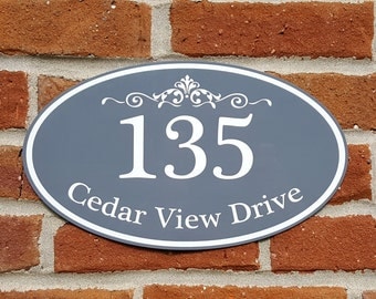 Custom Home Address Aluminum Oval 12" x 7" Personalized House Number Plaque