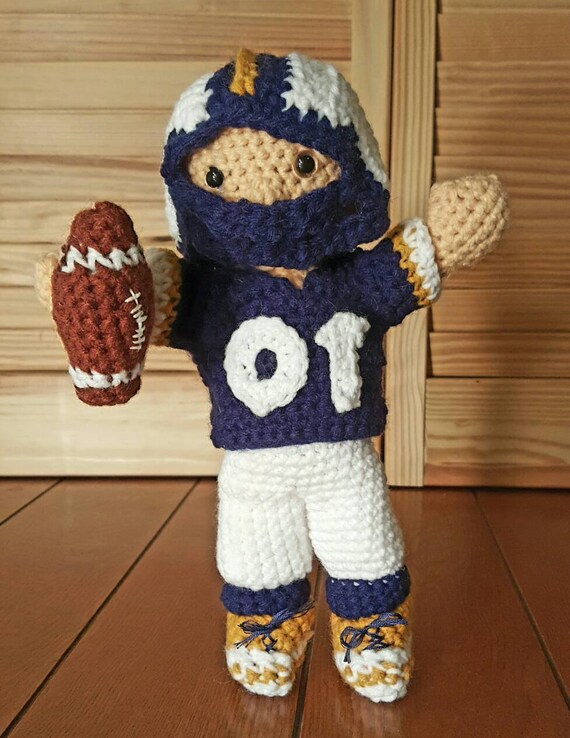 Items similar to Crocheted Doll, amigurumi football player. Handmade