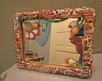 Mosaic mirror, mixed media, gift for Her