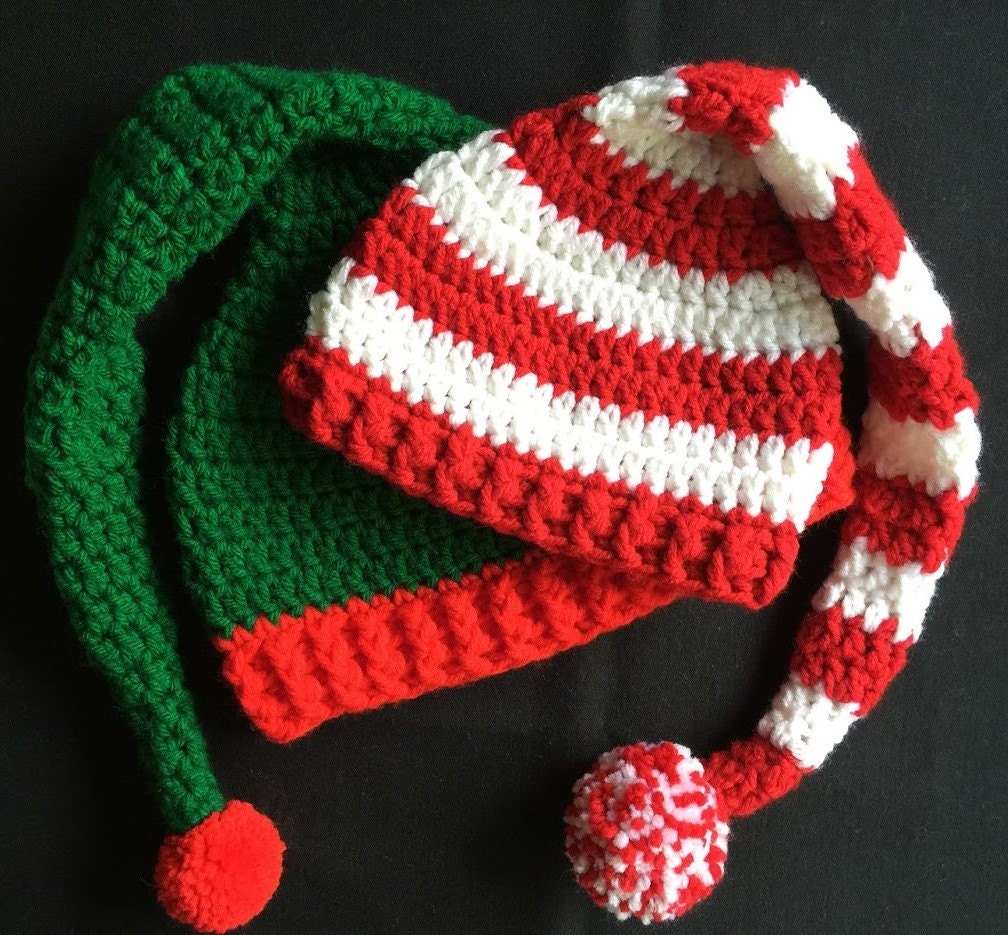 Crochet Elf Hat Elf Hat Green Elf Hat Red Elf by HaniasCreations