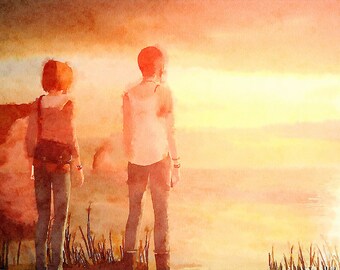 Watercolor art, home decor, life is strange chloe game art poster, video game art, video game poster, video game decor, , Christmas present