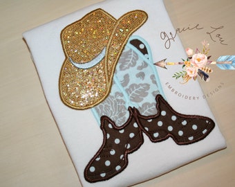 Cowboy boots with hat embroidery design 4"x4" and 5"x7", Cowboy embroidery design, cowgirl embroidery design, appliqué, embroidery design