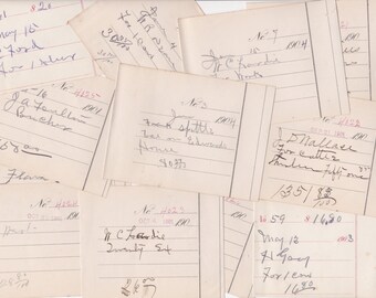 Vintage Check Stubs Lot 15 From 1901-04 Paper Ephemera Scrapbooking Craft Altered Art Supplies Old Penmanship Writing Numbers Handwriting