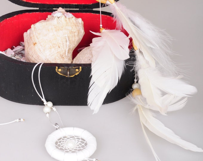 White hair clips pendants handmade exclusive Dreamcatcher hair clips pendants white DreamCatcher Dreamcatchers gift Christmas hair clips