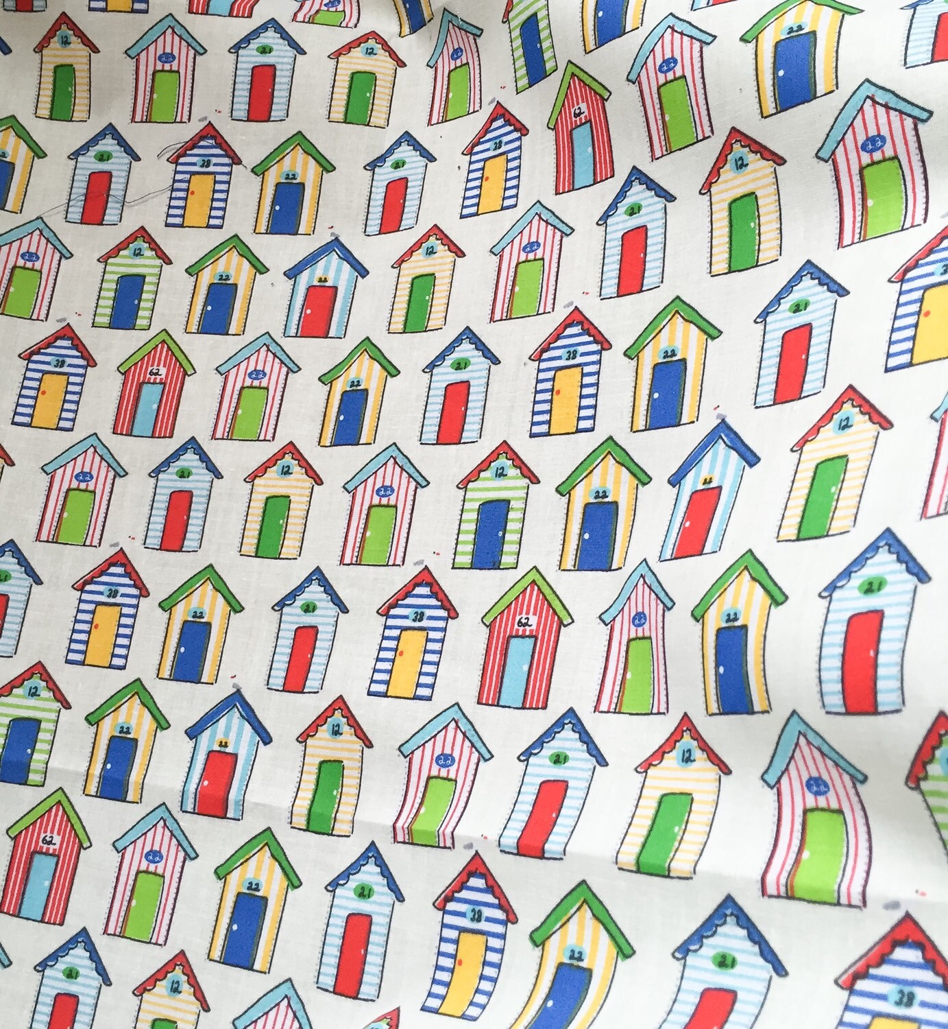 New Fabulous beach hut fabric. Vibrant by Dotandsquigglefabric