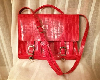 How "croco" leather satchel
