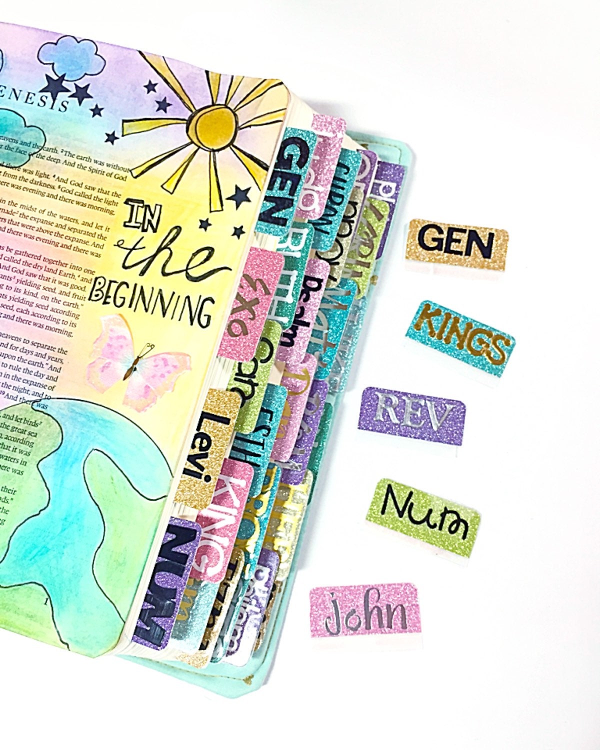 Glitter Bible Tabs Handmade laminated tabs with adhesive