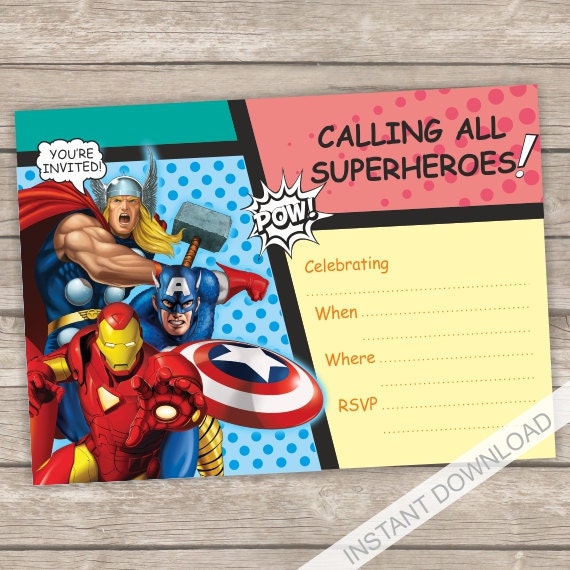 Superhero Photo Birthday Invitations 10