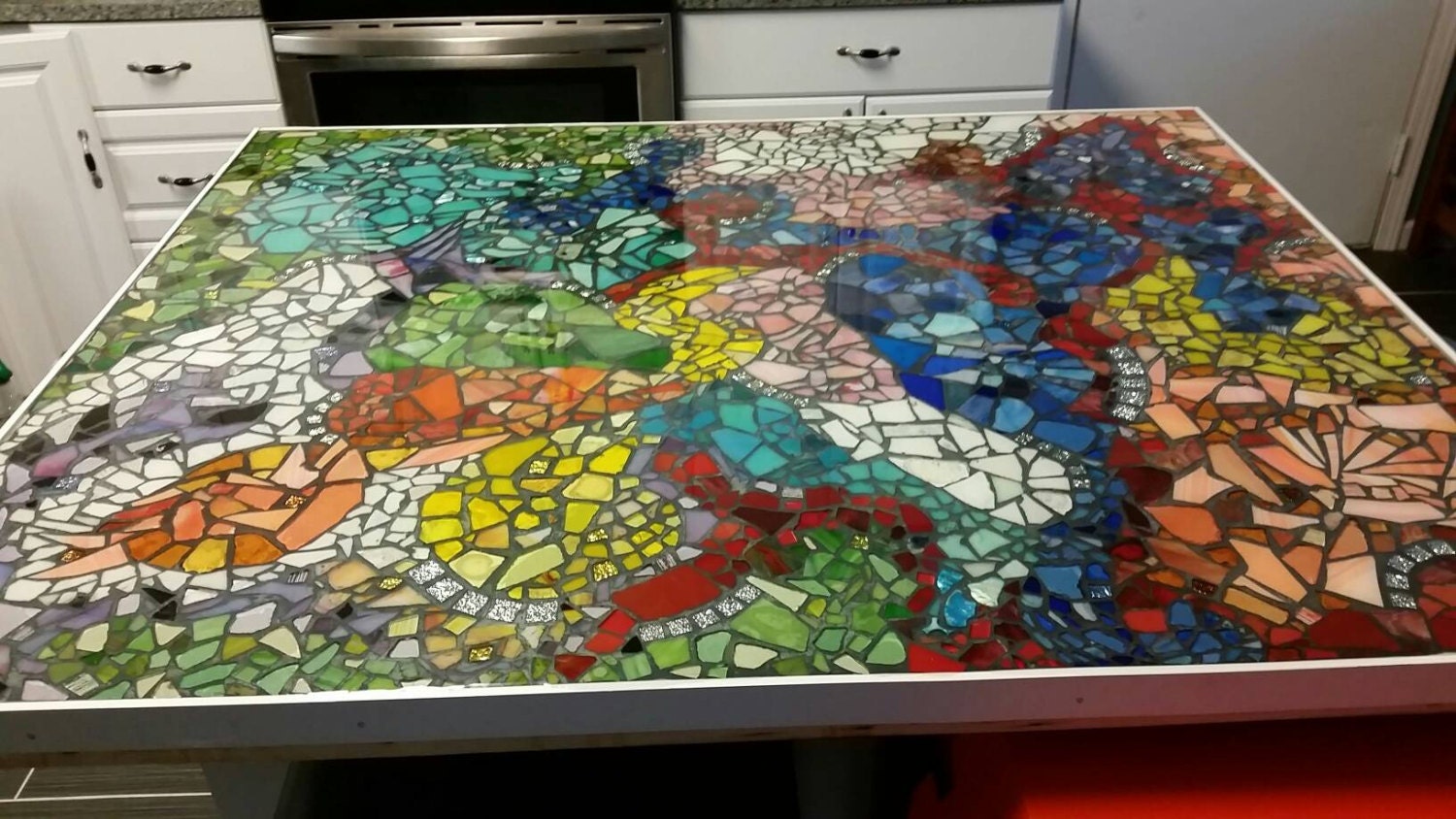 Mosaic tabletop. Custom mosaic kitchen island countertop 3.54