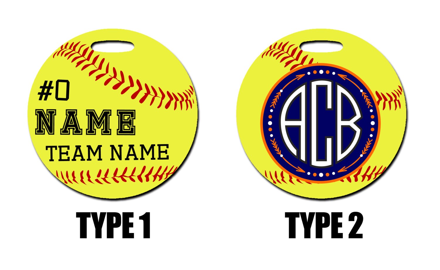 Personalized Softball Bag Tag. With name team name and