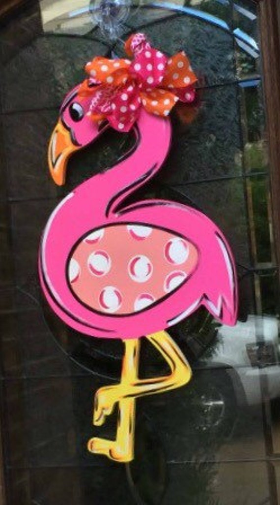 Flamingo door hanger Flamingo door sign Summer door sign