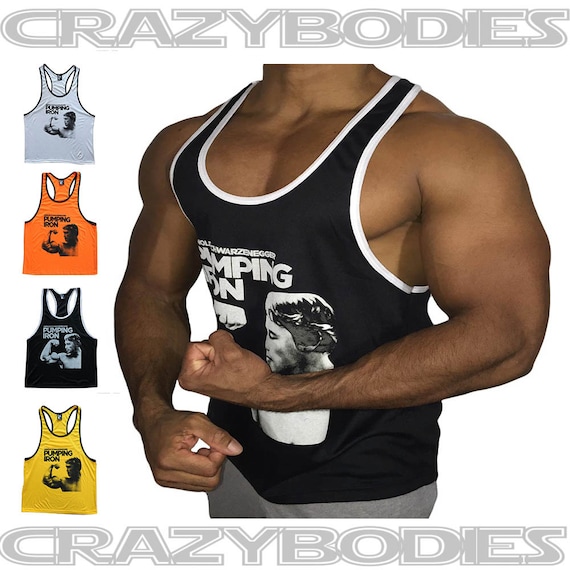 ARNOLD PUMPING IRON Men's Workout Tank Top Gym by CRAZYBODIES