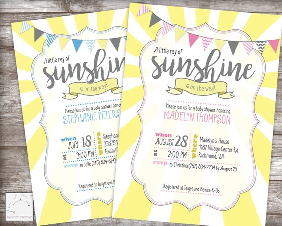 A Little Ray of Sunshine Baby Shower by bydandeliondesign on Etsy