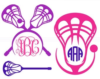 Lacrosse SVG Monogram Frames instant download cut file - svg, studio3, dxf, eps - Lacrosse Stick Cutting Files for Cricut, Silhouette Cameo