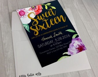 Sweet Sixteen Floral Invitation