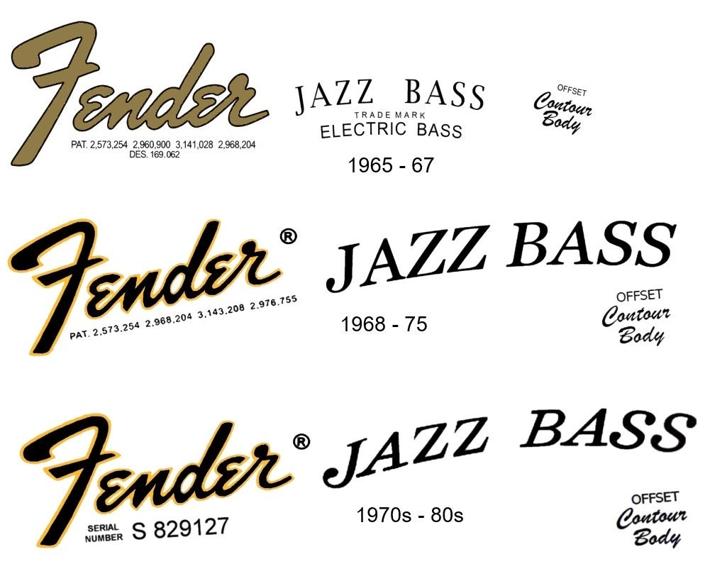 Three Jazz Bass Headstock Decals