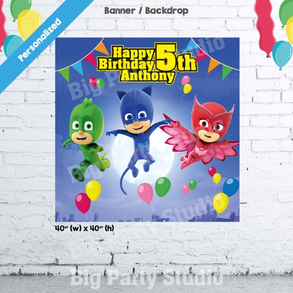 PJ Masks Banner PJ Masks Birthday Backdrop PJ by Bigpartystudio