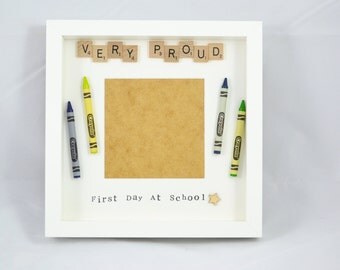 First Day at School Photo frame - proud moment- special memory - personalised gift - scrabble gift- first day a nursery- graduation day